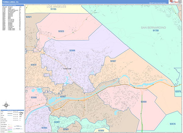 Yorba Linda Map Color Cast Style